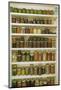 Pantry of preserved fruits and vegetables in canning jars. (PR)-Janet Horton-Mounted Photographic Print