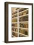 Pantry of preserved fruits and vegetables in canning jars. (PR)-Janet Horton-Framed Photographic Print