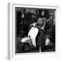 Paola Mori on a Vespa During Her Honeymoon with Orsonwelles in South of France, May 1955-null-Framed Photo