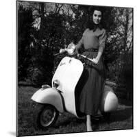 Paola Mori on a Vespa During Her Honeymoon with Orsonwelles in South of France, May 1955-null-Mounted Photo