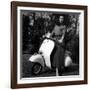 Paola Mori on a Vespa During Her Honeymoon with Orsonwelles in South of France, May 1955-null-Framed Photo