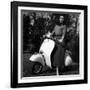 Paola Mori on a Vespa During Her Honeymoon with Orsonwelles in South of France, May 1955-null-Framed Photo