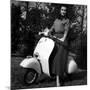 Paola Mori on a Vespa During Her Honeymoon with Orsonwelles in South of France, May 1955-null-Mounted Photo