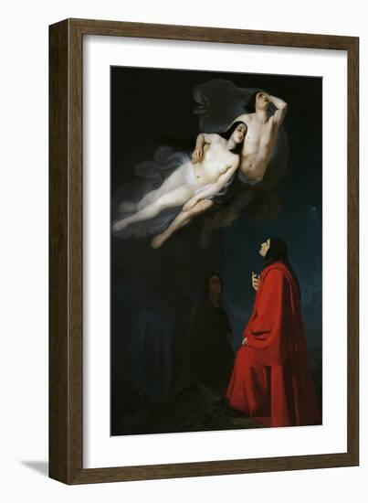 Paolo and Francesca in Conversation with Dante and Virgil, Episode from Divine Comedy-Dante Alighieri-Framed Giclee Print