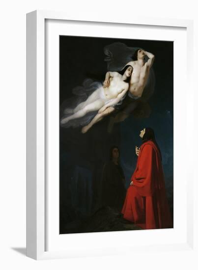 Paolo and Francesca in Conversation with Dante and Virgil, Episode from Divine Comedy-Dante Alighieri-Framed Giclee Print