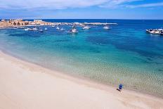 White and blue fishing boats in the water of Marzamemi harbour, Siracusa province-Paolo Graziosi-Photographic Print