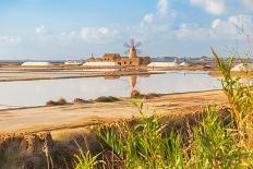 Windmill and salt flats, Saline Ettore e Infersa, Marsala, province of Trapani, Sicily-Paolo Graziosi-Photographic Print