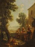 Peasants Drinking by a Farmhouse-Paolo Monaldi-Framed Stretched Canvas