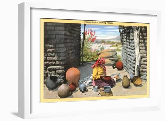 Papago Indian Making Pottery-null-Framed Art Print