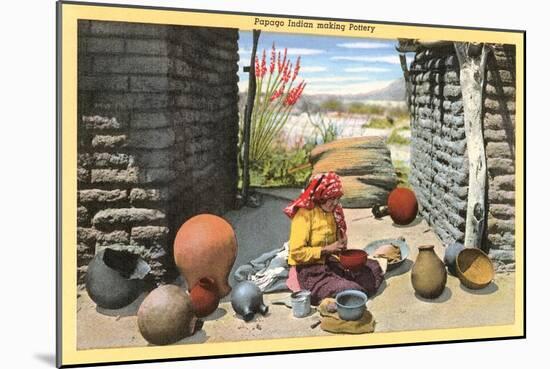 Papago Indian Making Pottery-null-Mounted Art Print