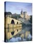 Papal Palace and Bridge Over the River Rhone, Avignon, Provence, France, Europe-John Miller-Stretched Canvas