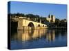 Papal Palace, Bridge and the River Rhone, Avignon, Provence, France-John Miller-Stretched Canvas