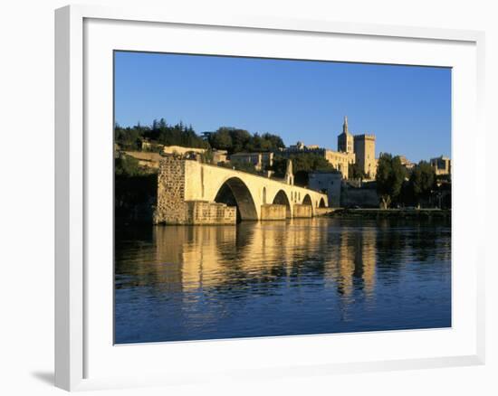 Papal Palace, Bridge and the River Rhone, Avignon, Provence, France-John Miller-Framed Photographic Print