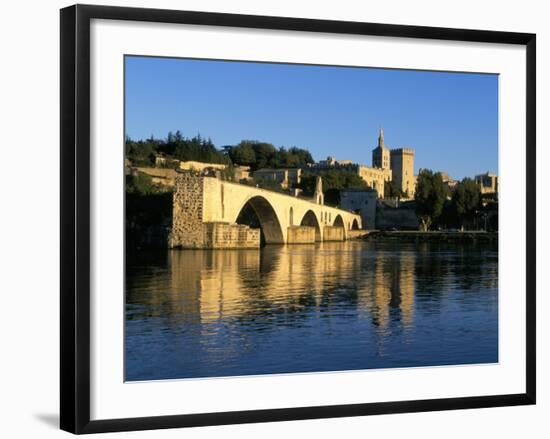Papal Palace, Bridge and the River Rhone, Avignon, Provence, France-John Miller-Framed Photographic Print