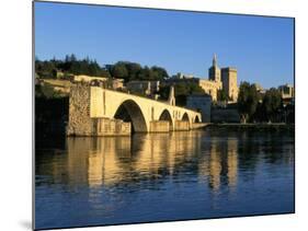 Papal Palace, Bridge and the River Rhone, Avignon, Provence, France-John Miller-Mounted Photographic Print