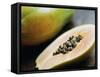 Papaya (Pawpaw) Sliced Open to Show Black Seeds-Lee Frost-Framed Stretched Canvas