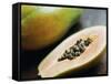 Papaya (Pawpaw) Sliced Open to Show Black Seeds-Lee Frost-Framed Stretched Canvas