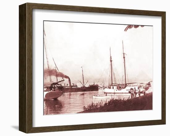 Papeetee Harbor, 1870s, Tahiti, Late 1800s-Charles Gustave Spitz-Framed Photographic Print