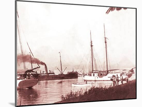 Papeetee Harbor, 1870s, Tahiti, Late 1800s-Charles Gustave Spitz-Mounted Photographic Print