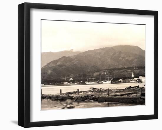 Papeetee Harbor, 1870s, Tahiti, Late 1800s-Charles Gustave Spitz-Framed Photographic Print