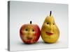 Paper Apple and Pear with Faces-Winfred Evers-Stretched Canvas