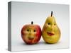 Paper Apple and Pear with Faces-Winfred Evers-Stretched Canvas