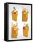Paper Bag With Food Bread And Fruits, Vegetable-tomuato-Framed Stretched Canvas