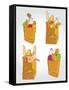 Paper Bag With Food Bread And Fruits, Vegetable-tomuato-Framed Stretched Canvas