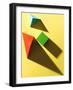 Paper Cube and Pyramids with Harsh Shadow on Yellow Background-Abstract Oil Work-Framed Photographic Print