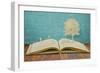 Paper Cut of Children Play on Old Book-jannoon028-Framed Photographic Print