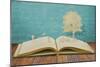 Paper Cut of Children Play on Old Book-jannoon028-Mounted Photographic Print