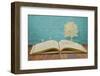 Paper Cut of Children Play on Old Book-jannoon028-Framed Photographic Print