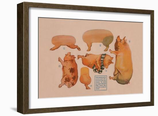 Paper Cutout Pig Dolls-null-Framed Art Print