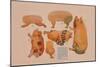 Paper Cutout Pig Dolls-null-Mounted Art Print