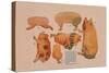 Paper Cutout Pig Dolls-null-Stretched Canvas