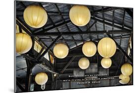 Paper Lanterns Hanging in a Barn in Charleston, SC with Thomas Edison Quote-null-Mounted Photo