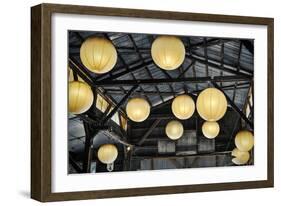 Paper Lanterns Hanging in a Barn in Charleston, SC-null-Framed Photo