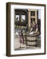 Paper maker, 16th century, (1849)-Jost Amman-Framed Giclee Print