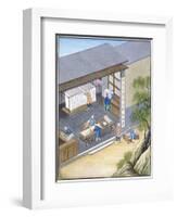 Paper production, China (w/c on paper)-Chinese School-Framed Giclee Print