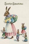 Easter Greetings Postcard with Rabbit Family-Paper Rodeo-Mounted Giclee Print