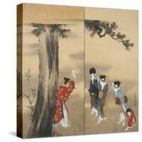 Paper Two-Fold Screen: a Shinto Priest-Katsushika Hokusai-Stretched Canvas