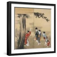 Paper Two-Fold Screen: a Shinto Priest-Katsushika Hokusai-Framed Giclee Print