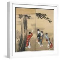 Paper Two-Fold Screen: a Shinto Priest-Katsushika Hokusai-Framed Giclee Print