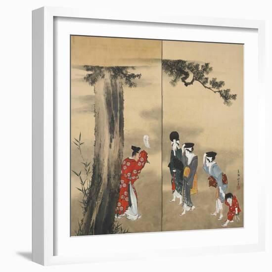 Paper Two-Fold Screen: a Shinto Priest-Katsushika Hokusai-Framed Giclee Print