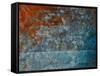 Paper with Gray, Orange, and Blue Paint Abstract-iulias-Framed Stretched Canvas