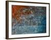 Paper with Gray, Orange, and Blue Paint Abstract-iulias-Framed Art Print