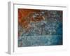 Paper with Gray, Orange, and Blue Paint Abstract-iulias-Framed Art Print