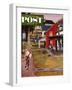 "Paperboy" Saturday Evening Post Cover, April 14, 1951-John Falter-Framed Giclee Print