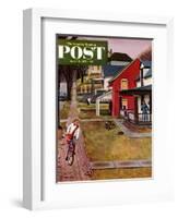 "Paperboy" Saturday Evening Post Cover, April 14, 1951-John Falter-Framed Giclee Print