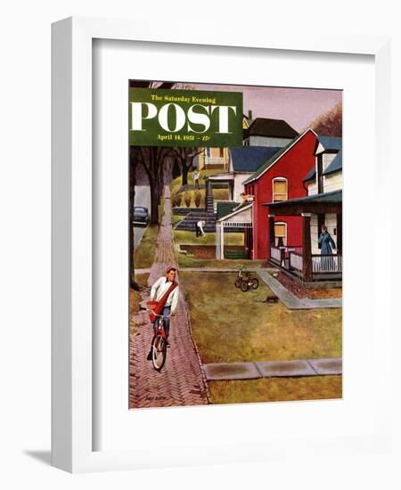 "Paperboy" Saturday Evening Post Cover, April 14, 1951-John Falter-Framed Giclee Print